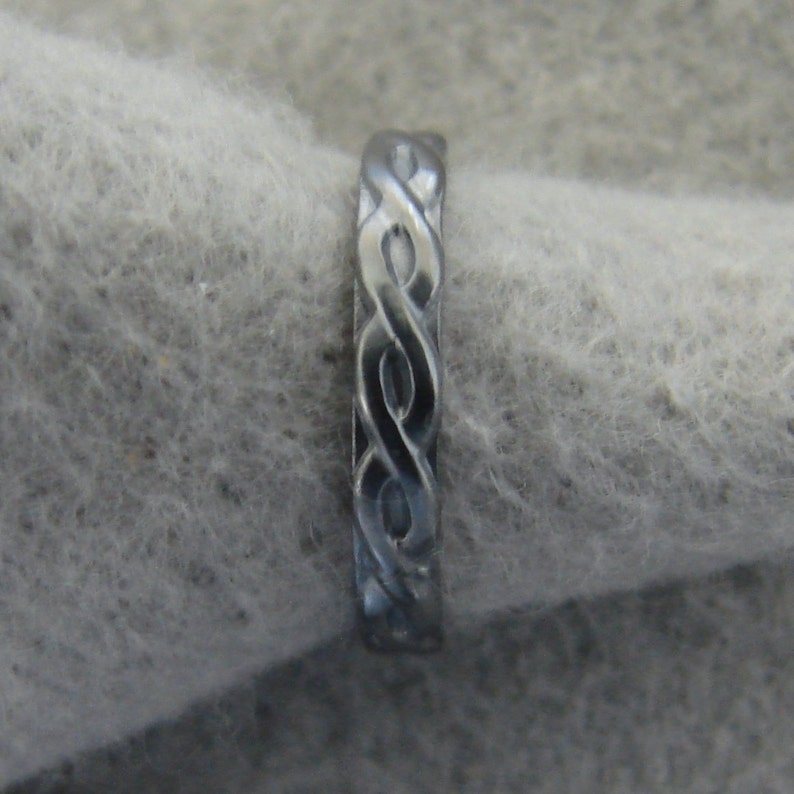 Celtic weave his and her band highlighted shiny silver Alabama silversmith oxidized Woven Classical Traditional Sterling Wedding Ring