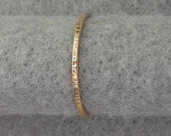 Delicate 14K yellow gold filled hand forged stacking ring, simple organic hammer texture 14k gold band, 1mm wide, size 8.25 ready to ship