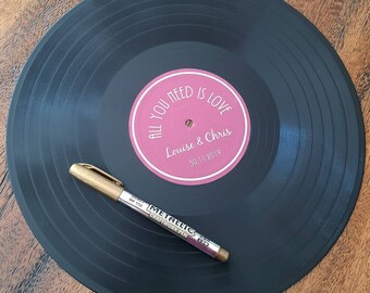 Items Similar To Vinyl Record Label Wedding Invitation Table Theme