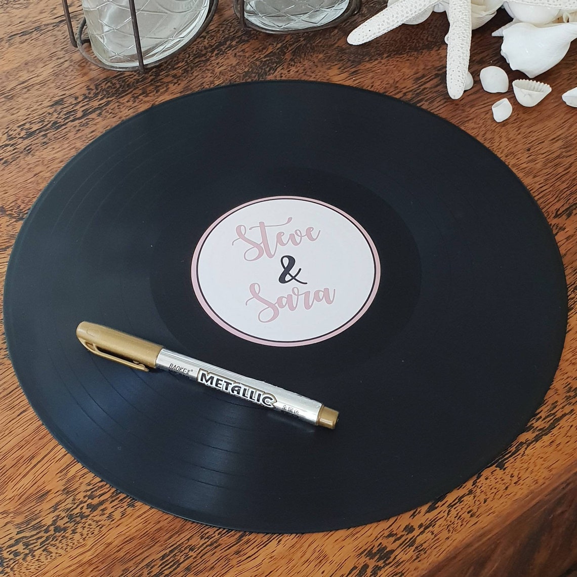 CUSTOM Vinyl Record Label Wedding Invitation Table Decoration Etsy