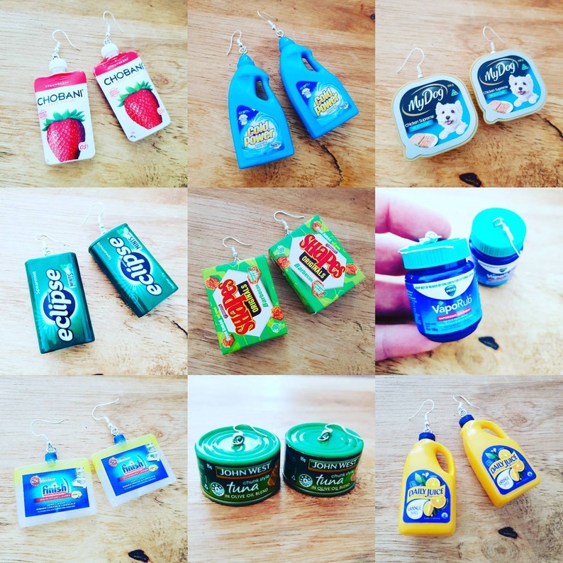 Mini Food Jewelry Earrings Necklace Keychain Collar Pins Charm Etsy