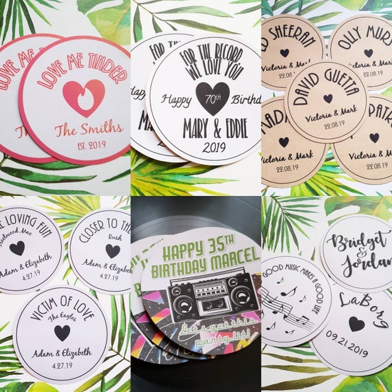 Custom Vinyl Record Label Wedding Invitation Table Theme 50s Etsy