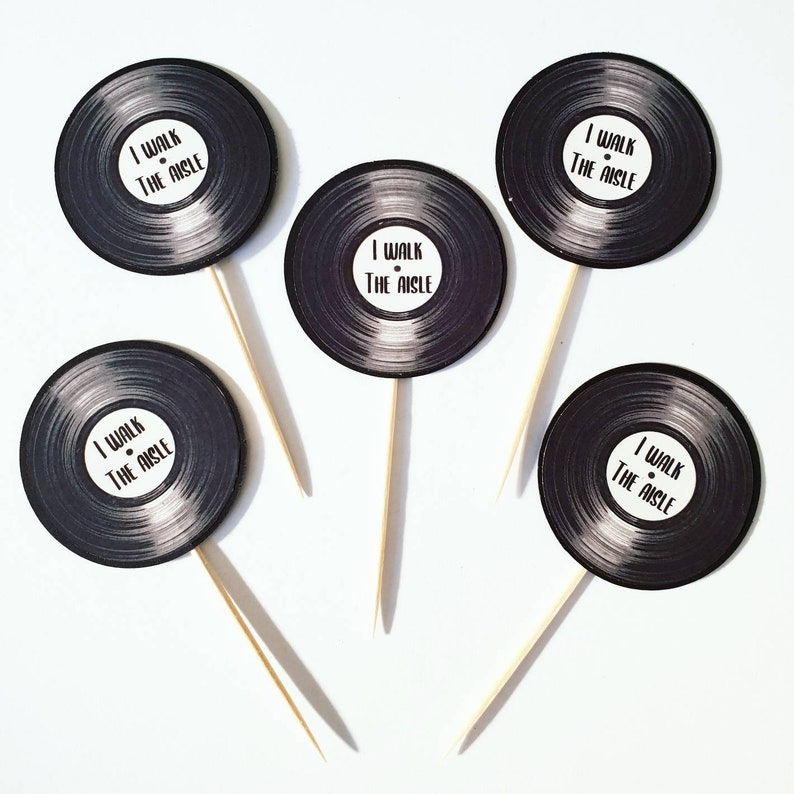 CUSTOM Record Cupcake Toppers Cake Theme 50's 60's Etsy