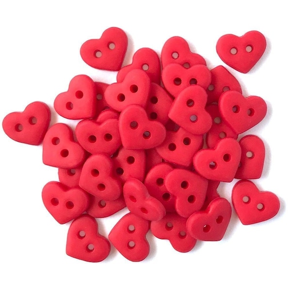 7MM  RED Hearts Buttons Galore 1/4" Sold By Weight Two Hole Sew Thru 1491 B