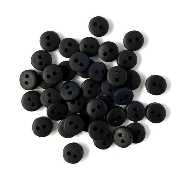6MM Mini Round BLACK Buttons Galore 1/4" Sold By Weight Tiny Two Hole Sew Thru Dome Top Matte - 1491 C