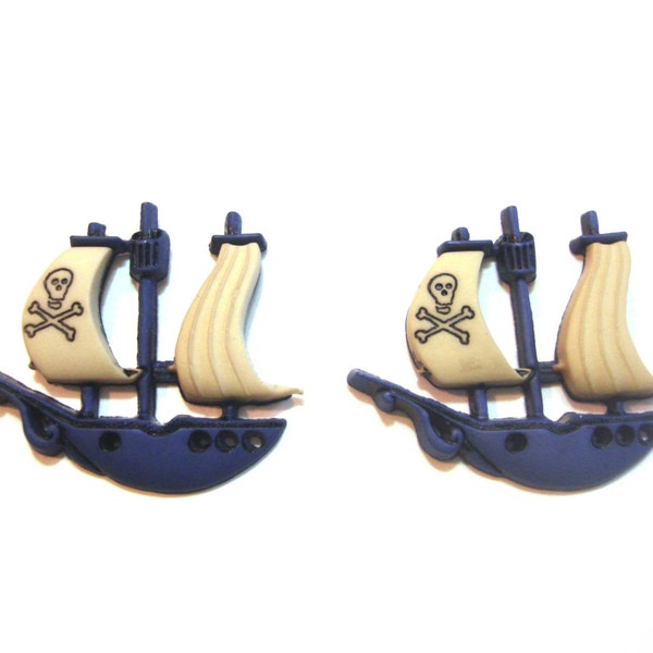 Pirates Ship Embellishments Blue Flat Back Craft Supply by Jesse James Dress It Up Buttons - 1323
