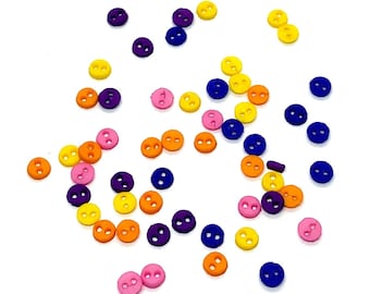 4MM Micro Mini Round Buttons COLORSTORM 1/8" Sold By Weight Tiny Two Hole Sew Thru Jesse James Dress It Up Buttons