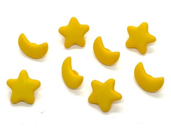 Micro Mini Moon & Stars Buttons Collection  Fright Night Set of 8 Shank Flat Back Jesse James Dress It Up Buttons - H102