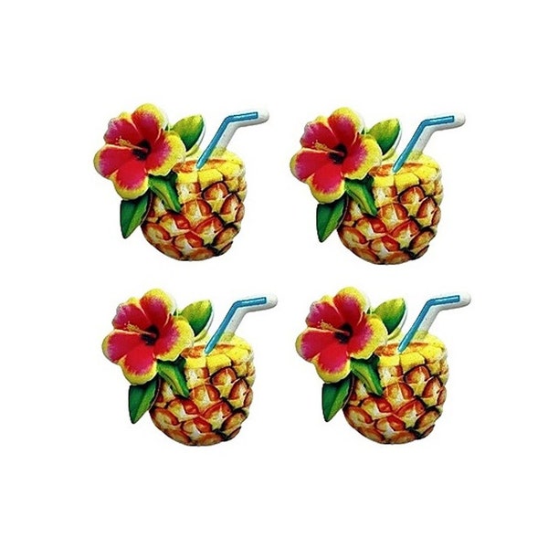 Pineapple Drink Flatback Embellishments - Colorful Tropic-Inspired Resin Pieces 1531 J