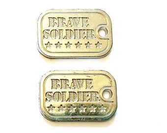 DOG TAGS Embellishments Silver Military Hero Set of 2 Flat Back Craft Supply - 1320 W203