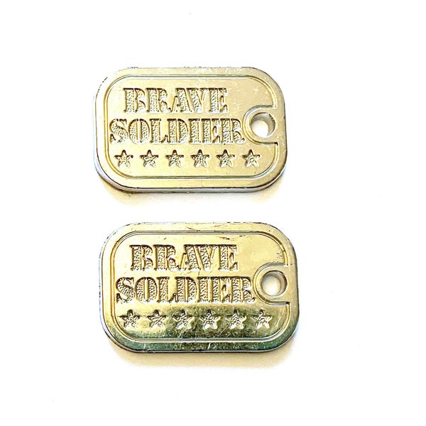 DOG TAGS Embellishments Silver Military Hero Set of 2 Flat Back Craft Supply - 1320 W203