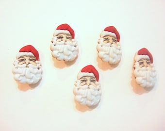 Santa Buttons Face Jesse James Buttons Waiting for Santa Dress It Up Buttons Set of 5 Shank Back - 661 B