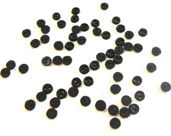 4MM Micro Mini Round BLACK Buttons Galore 1/8" Sold By Weight Tiny Two Hole Sew Thru