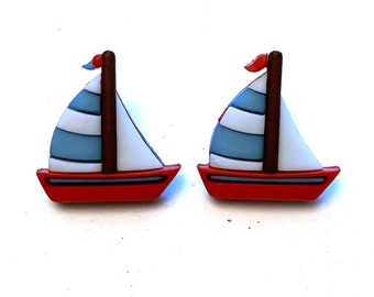 Sailboats Buttons Galore Color Choice 3D Sail Boat Shank Back - 1260