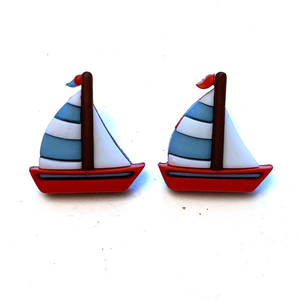 Sailboats Buttons Galore Color Choice 3D Sail Boat Shank Back - 1260