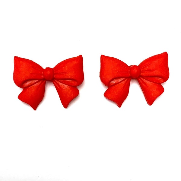 Red  Bow Buttons Shank Flat Back Choice - 1478 M