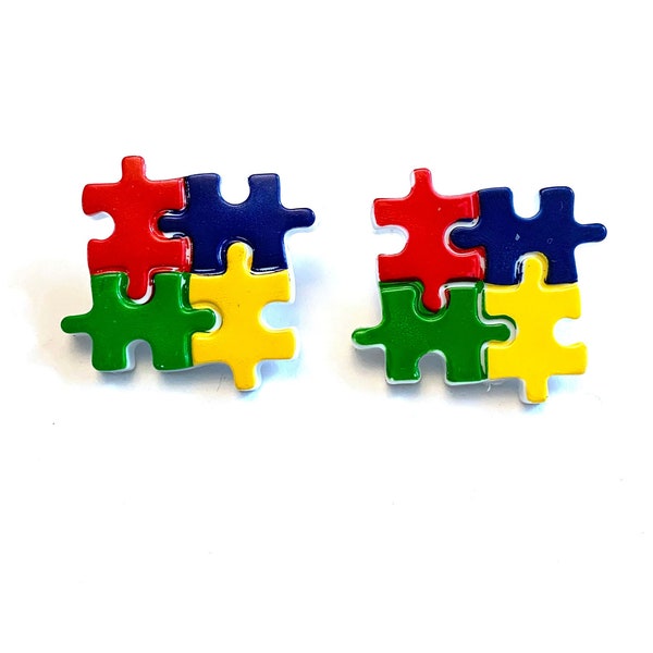 Jigsaw Puzzle Buttons Game Toy Autism Awareness Shank Flat Back Choice - 940