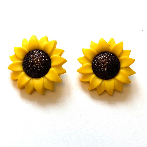 Sunflower Buttons Glitter Center Shank Back - 117 A