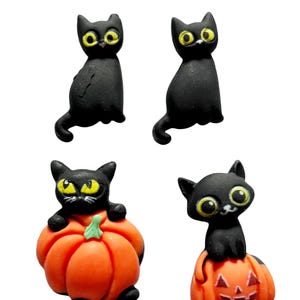 Cat Embellishments 2 Cute 2 Scare Set of 4 Flat Backs Craft Supply by Shelly - H104