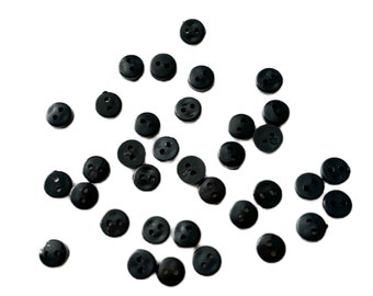 6MM Mini Round BLACK 1/4" Sold By Weight Tiny Two Hole Sew Thru Matte Jesse James Dress It Up Buttons - 1491 D