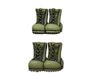 Combat Boots Buttons Military Hero Set of 2 Shank Flat Back Choice Color Shade May Vary - 1320 W203