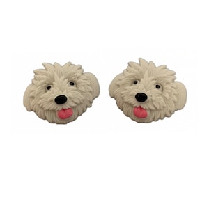 Sheep Dog Buttons White Fuzzy Face SHANK BACK by Jesse James Dress It Up Buttons - 1295 H