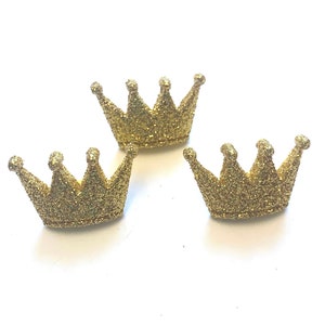 Gold Glitter Princess Crowns Buttons Shank Flat Backs Choice - 81