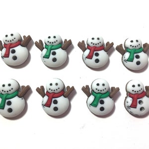 Sew Cute Snowmen Buttons Collection Snowman Set of 8 Two Hole Sew Thru Flat Back Jesse James Dress It Up Buttons 1316 image 1