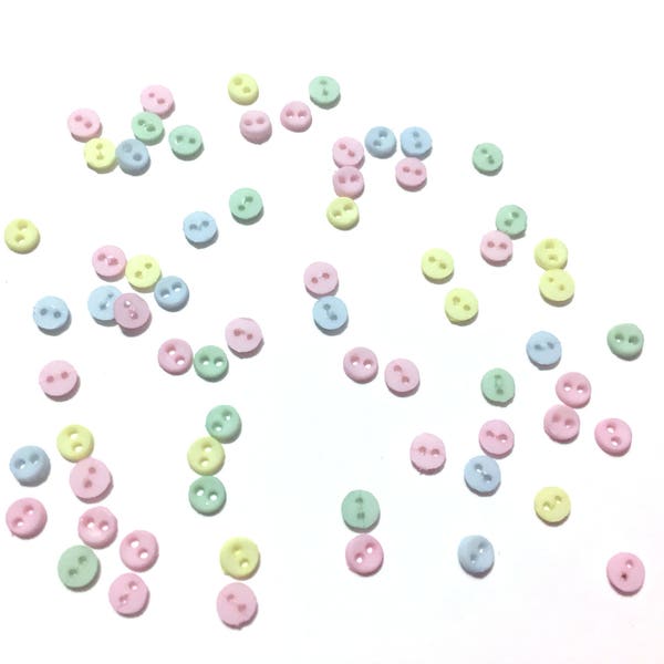 4MM Micro Mini Rounds Buttons Collection INNOCENCE PASTELS 1/8" Sold By Weight Tiny Two Hole Sew Thru Jesse James Dress It Up Buttons