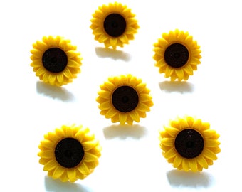 Colorful Flowers Fall Flowers Set of 6 Sunflower Shank Buttons Fall