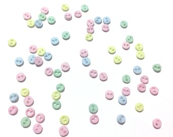 4MM Micro Mini Rounds Buttons Collection INNOCENCE PASTELS 1/8" Sold By Weight Tiny Two Hole Sew Thru Jesse James Dress It Up Buttons