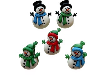 Snowman Buttons Galore Collection Jolly Snowmen Set of 5 Shank Back 1314