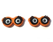 Halloween Buttons Monster Eyes Shank Flat Craft Choice Set of 2 Dress It Up Buttons Google Eyed Craft Supply Orange - H118