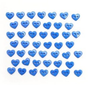 7MM Hearts Blue Buttons SKY DIVER Sold By Weight Two Hole Sew Thru Jesse James Dress It Up Buttons - M102 R