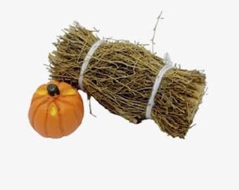 Miniature Autumn Hay Bundle Round Dollhouse Fairy Garden Thanksgiving Decor - FG20