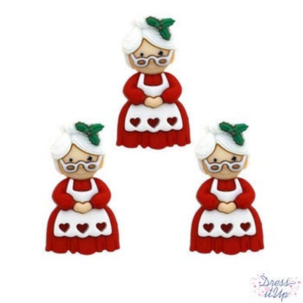 Mrs Claus Buttons Mr & Mrs Claus Shank Flat Back Choice Jesse James Dress It Up Buttons - 1508