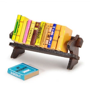 Miniature Bookshelf Collection Removable Wooden Books Set of 14 Dollhouse Home Decor Miniatures Bookcase Book Shelf - 311