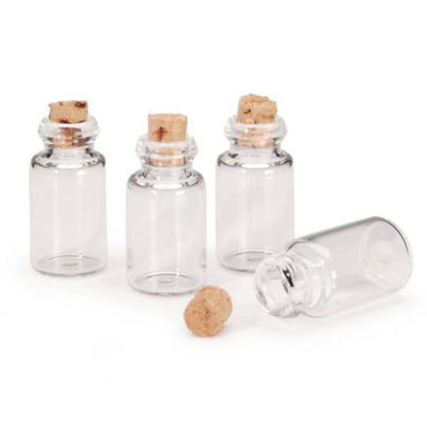 Miniature Glass Bottles Collection Cork Top Set of 4 Dollhouse Kitchen Food Decor Miniatures - 462