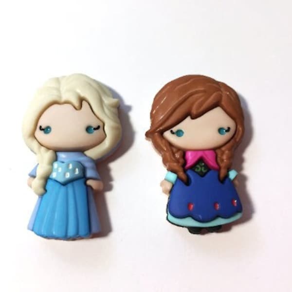 Disney Frozen Elsa Anna Buttons Collection Elsa Anna & Olaf Shank Back Set of 2 Licensed Jesse James Dress It Up Buttons - D17