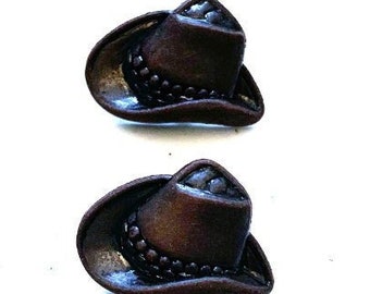 Cowboy Hat Buttons Galore Shank Flat Back Choice DARK BROWN BLACK - 1027 W107