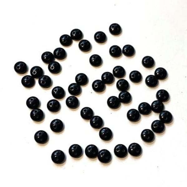 6MM BLACK Mini Buttons 1/4" Sold By Weight Two Hole Sew Thru Gloss Finish - M102