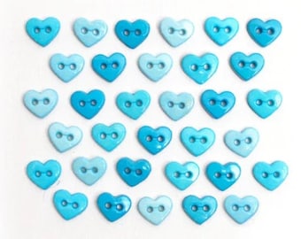 6MM Micro Hearts Collection Blue OCEAN BREEZE 1/4" Sold By Weight Flat Back Sew Thru Jesse James Dress It Up Buttons - BL114