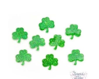 Glitter Shamrock Buttons IRIDESCENT Shank Flatback Jesse Dress It Up Lucky You - 1519 W148