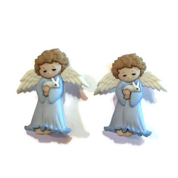 Angels Buttons Cherished HOLDING BUNNY RABBIT Set of 2 Shank Back Jesse James Dress It Up Buttons - 1297