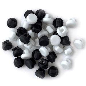 4MM Mini BLACK & WHITE Round Buttons Galore 3/16&quot; Sold By Weight Shank Back - BG112