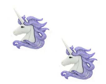Unicorn Buttons Purple Magical Unicorns Dress It Up Buttons Jesse James Buttons Set of 2 Shank Back Craft Hair Card Scrapbook Supply- 80 C