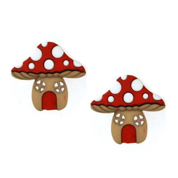 Fairy Mushroom House Buttons Believe In Fairies Shank Flat Back Choice Jessie James Dress It Up Buttons - 1482