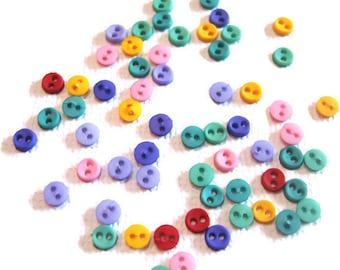 4MM Micro Mini Round Buttons Collection FLIRT 1/8" Sold By Weight Tiny Two Hole Sew Thru Jesse James Dress It Up Buttons