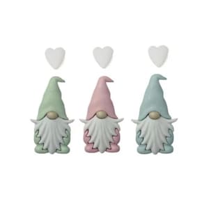 Pastel Gnomes Button Collection White Heart Set of 6 Shank Back - 745