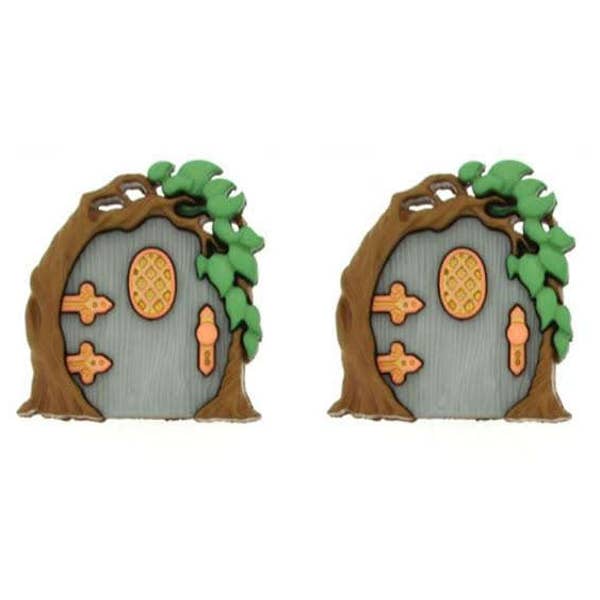 Fairy Door Buttons Believe in Fairies Shank Back Jesse James Dress It Up Buttons Green Vines - 1482